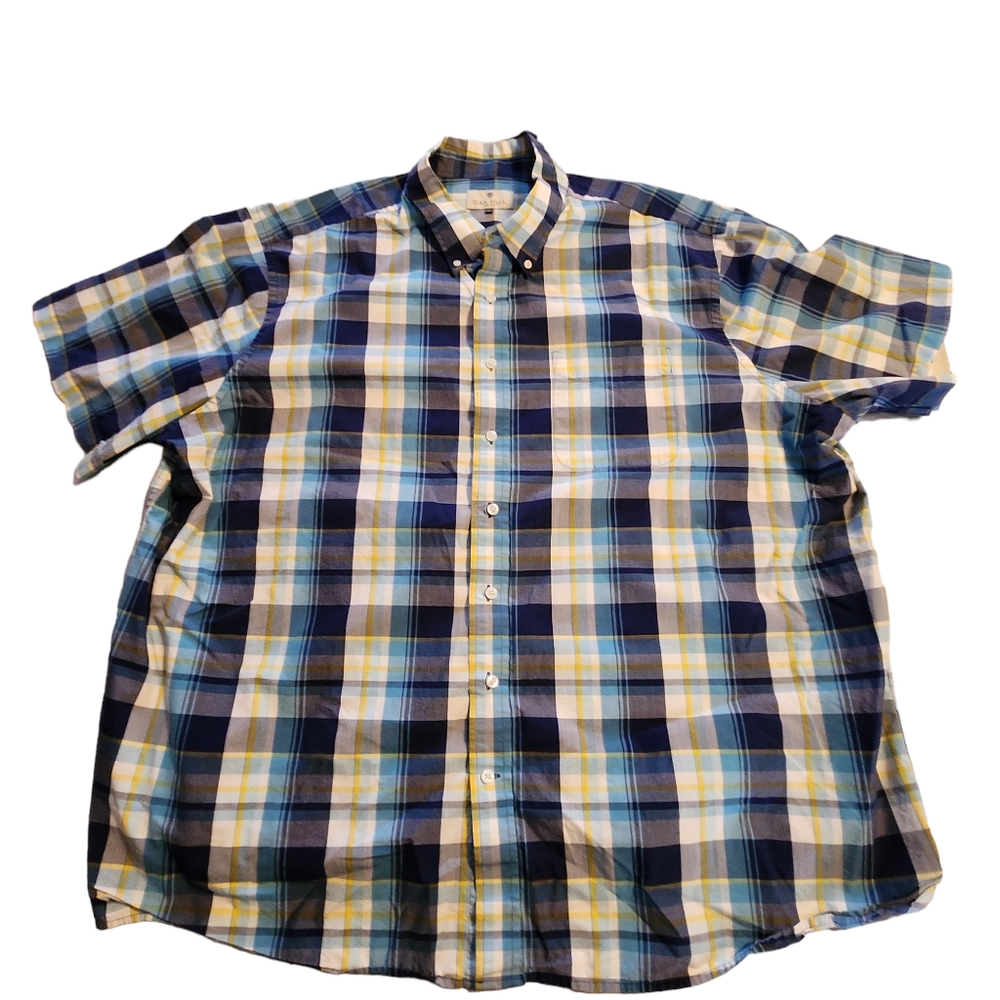 🤩Oak Hill Men's Blue Plaid Short Sleeve Button Shirt Size 3XL F34 - Picture 1 of 6
